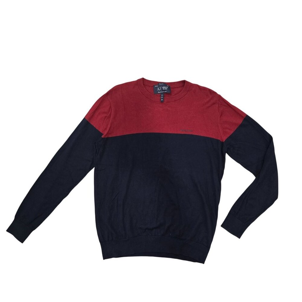 Armani Jeans vintage Mens Colorblock Sweatshirt M Red/Black Cotton Blend Casual